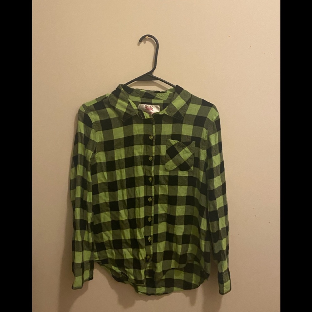 Girls Green Flannel Shirt